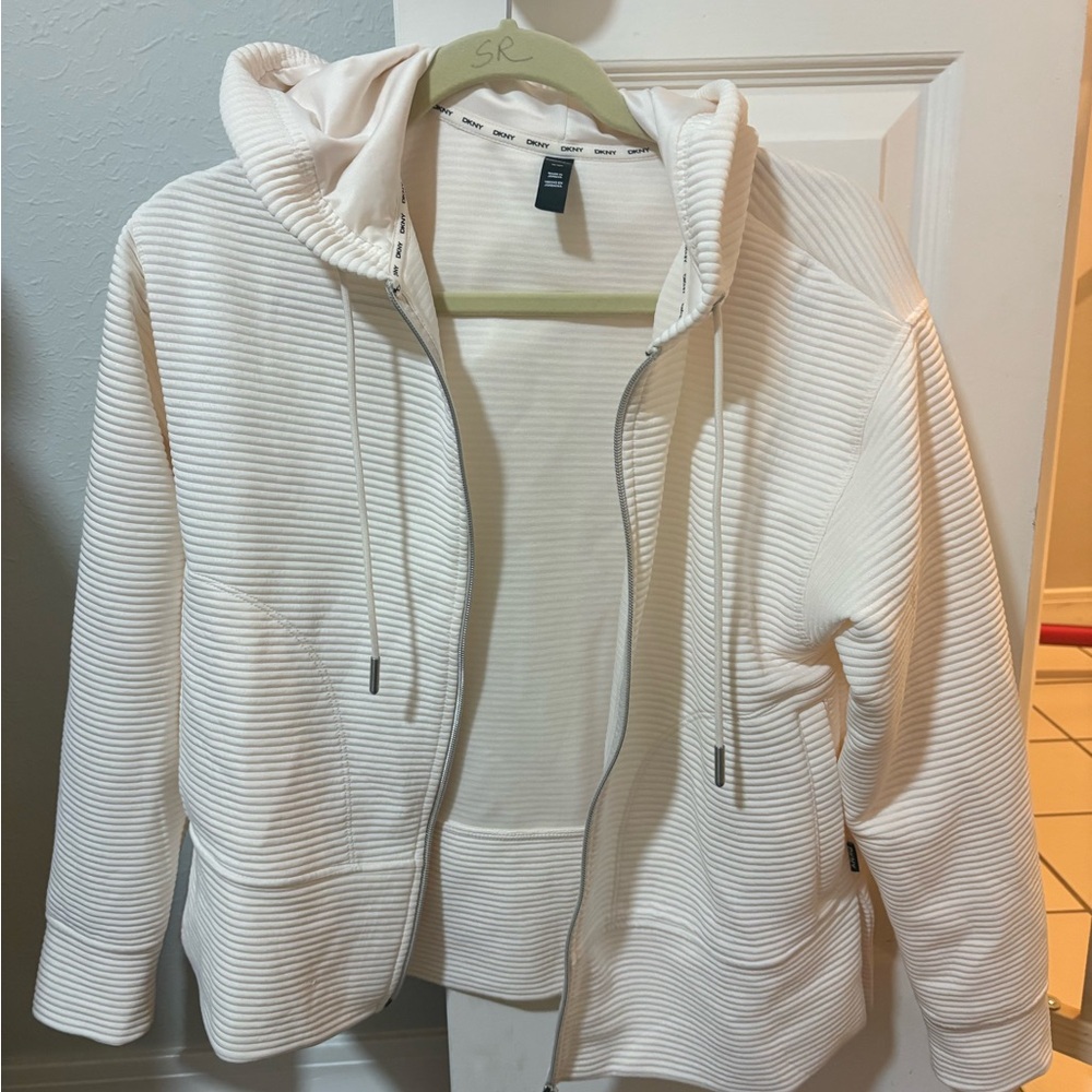 DKNYC White Hooded Cardigan Sweater